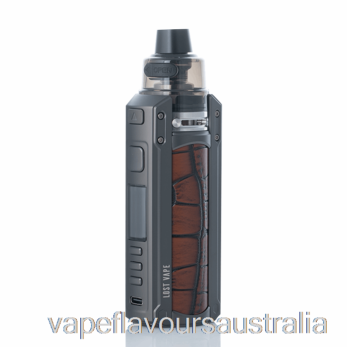 Vape Nicotine Australia Lost Vape URSA QUEST 100W Pod Mod Kit Gunmetal / Crocodile Leather